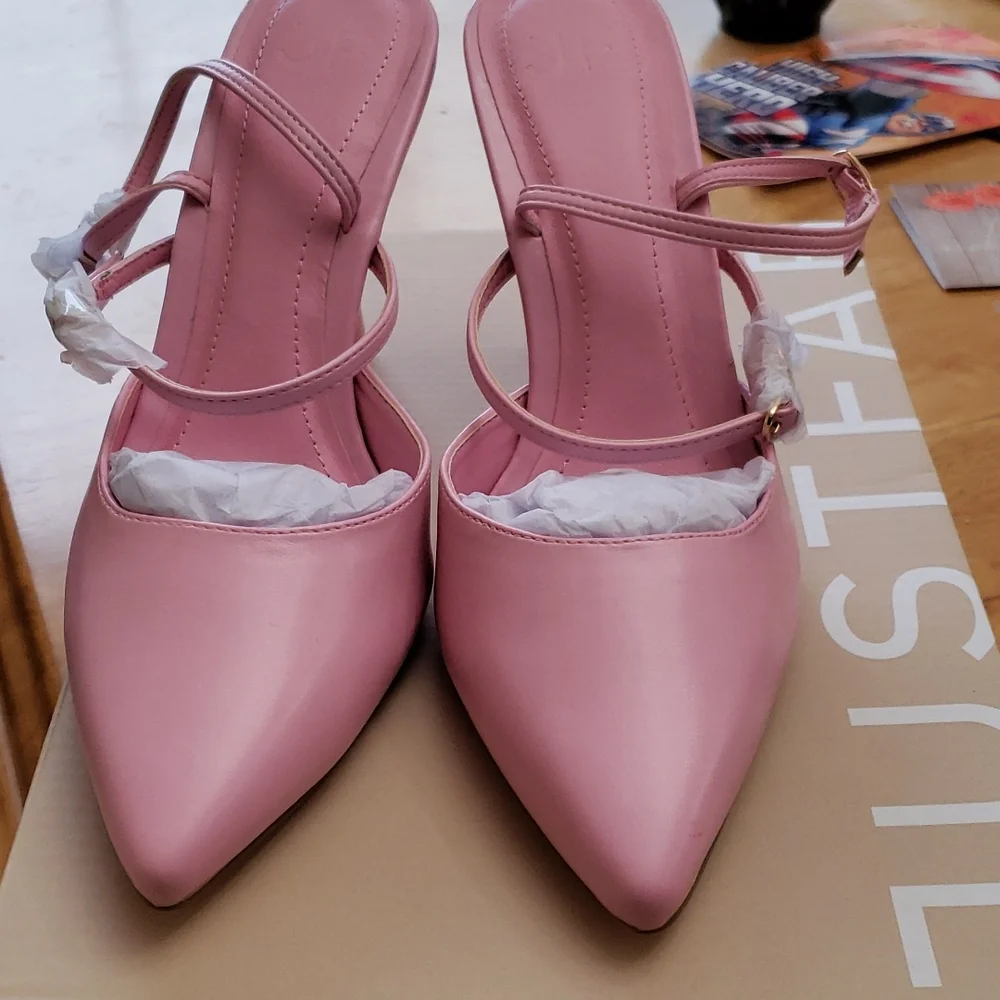 JustFab Brit Mary Jane Pump Size 7.5 in Cameo Pink - Picture 5 of 5